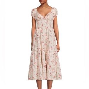 WE WORE WHAT Puff Sleeve Floral Midi Dress